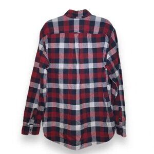 Jachs Plaid Button Shirt‎ Long Sleeve 100% Cotton Casual Red Size Large